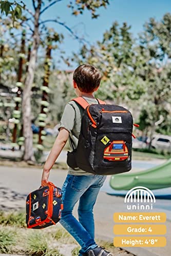 Uninni 16" Kid's Backpack For Girls And Boys Age 6+ With Padded, And Adjustable Shoulder Straps. Fits For Height 3'9" Above Kids (Race Car Black/Red) #TOP7