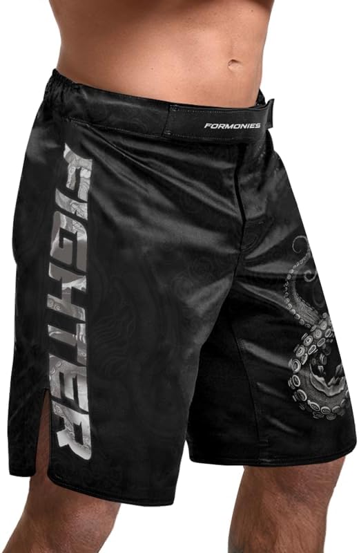 Octopus Fight Shorts MMA BJJ Kickboxing Grappling Jiu Jitsu Shorts for Men 4-Way Stretch Fabric