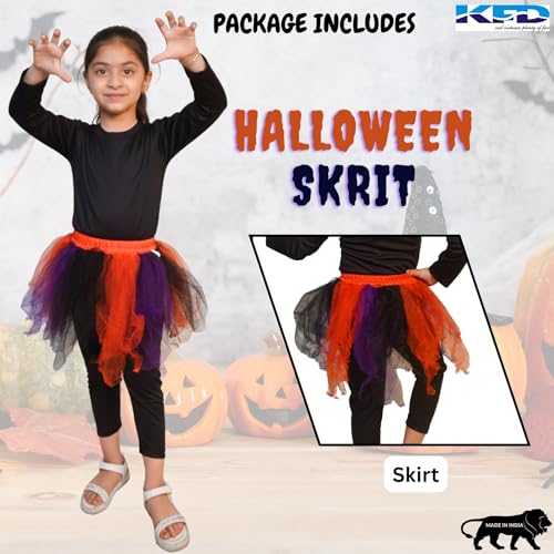 Image of Kaku Fancy Dresses Halloween Skirt for Girls | Halloween Dress for Girls | Halloween Costume for Kids | Horror Dress for Kids | Scary Cosplay Costume - 7-8 Years Multicolour