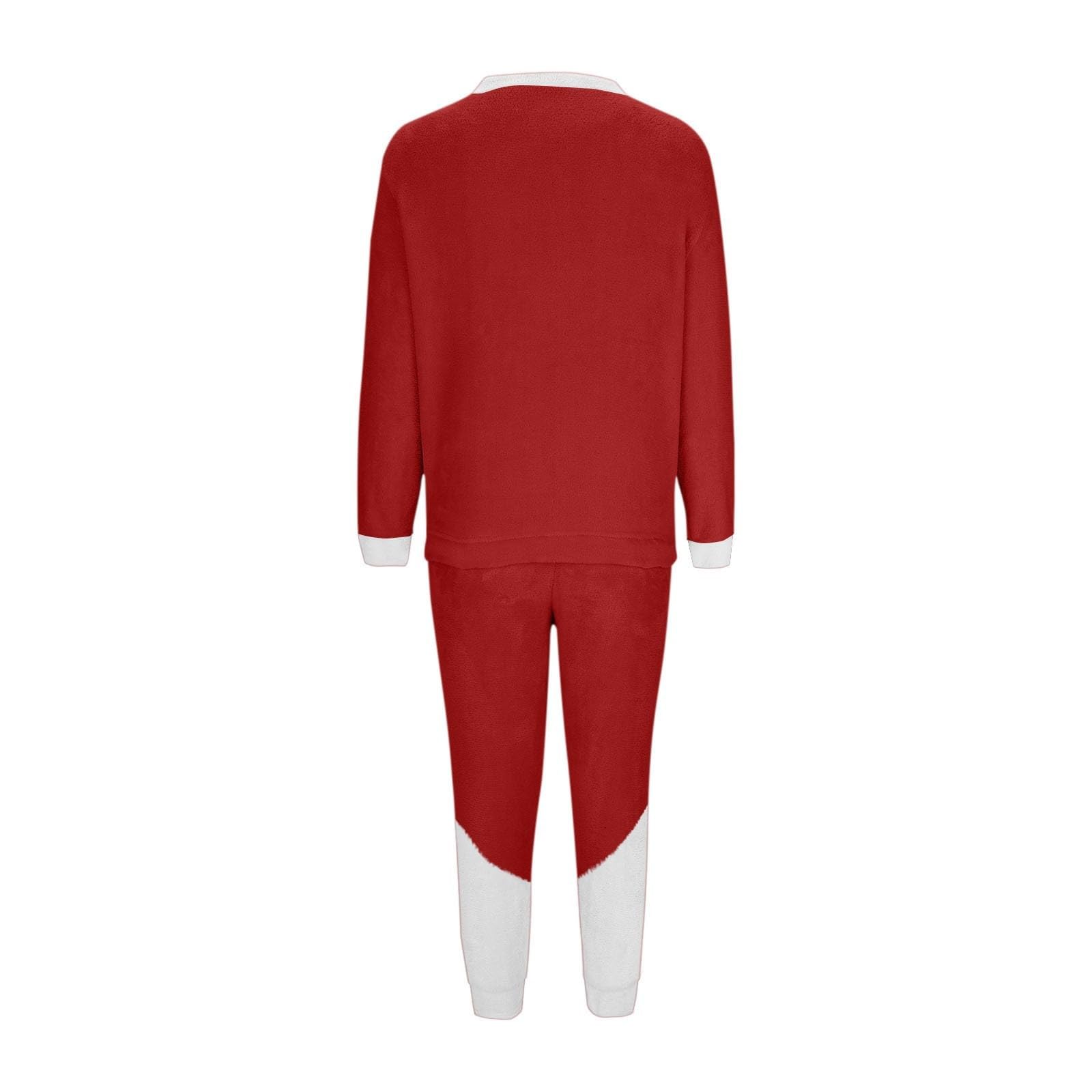 Pijama de franela para mujer, largo, cálido, de dos piezas, ropa de salón mullida, traje de casa para mujer, bloque de color, traje de Navidad