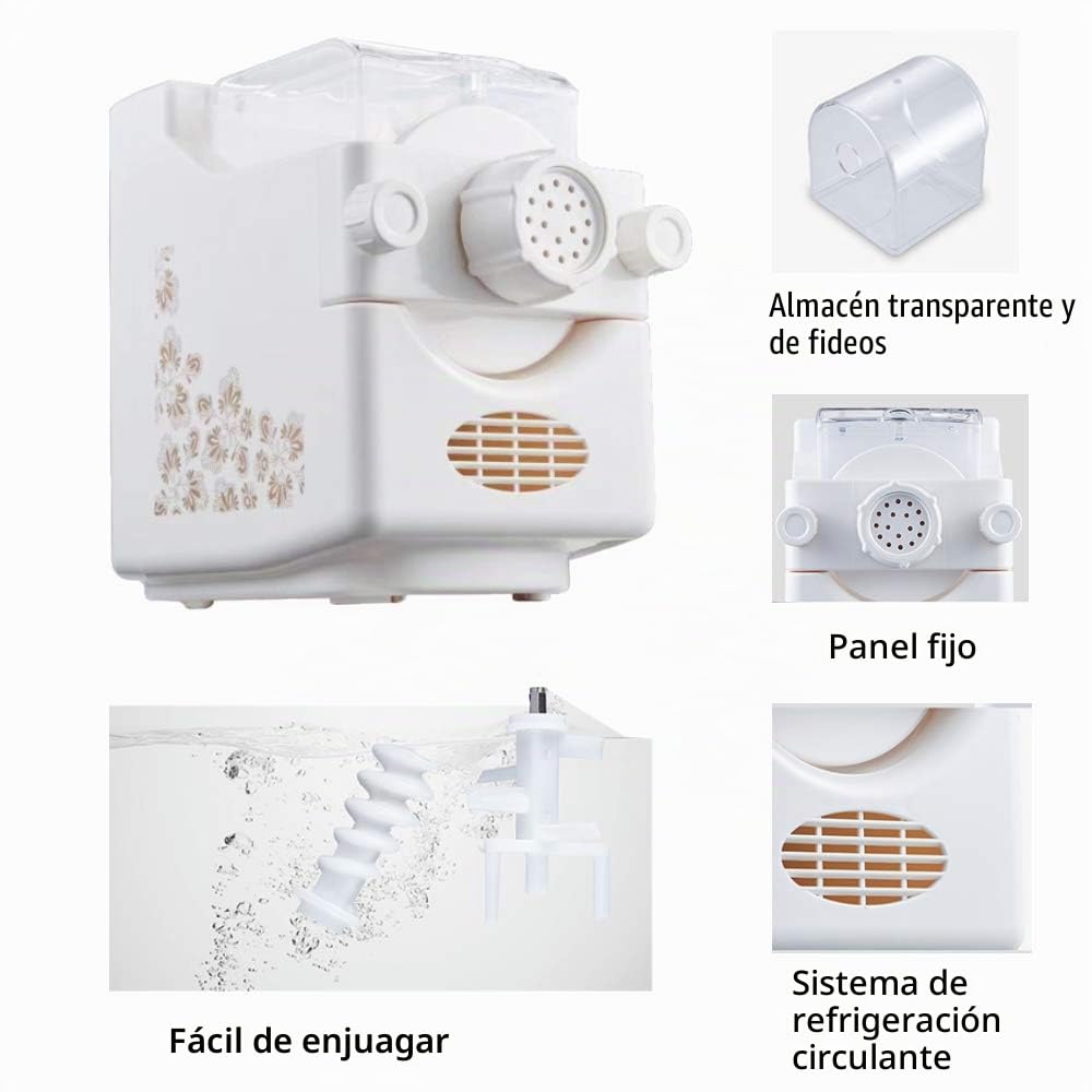 Máquina de pasta eléctrica totalmente automática, máquina de espagueti con 9 rejillas de pasta y 1 juego para hacer albóndigas, color blanco