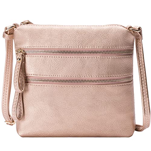 Image of Solene Small Multi Zipper Pocket Crossbody Bag with Adjustable Strap, Lightweight Travel Purse, Daily Small Messenger Pouch