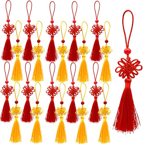 DHER 20 PCS nœud Chinois Gland Fait Main Pendentif nœud Chinois Gland Pendentif en Forme de Noeud Chinois pour la décoration de fêtes, l'artisanat, la...