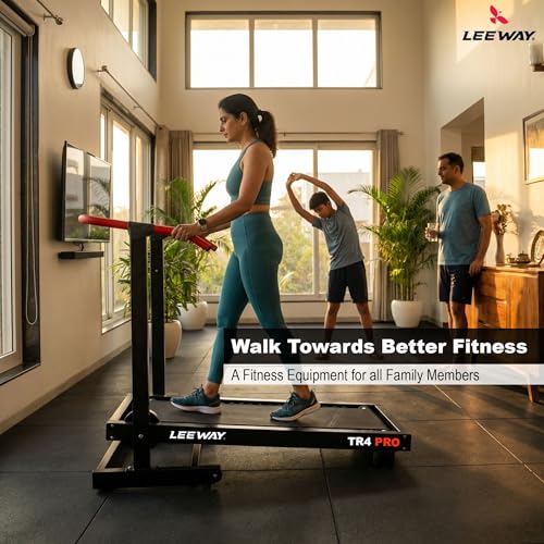 Image of LEEWAY TR4 PRO Manual Treadmill for Home 100 kg+| Non Electric Running Machine with 48x16in Surface| Foldable Jogging Treadmill Manual for Home | Roller Walking Pad, No Electricity Needed Thread Mill