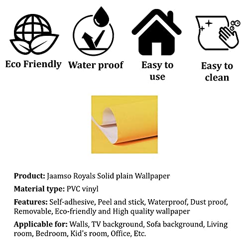 Image of Jaamso Royals Yellow Plain matt Wallpaper - Self Adhesive, Water Proof, Peel and Stick Sticker (60 CM x 1000 CM, Yellow)