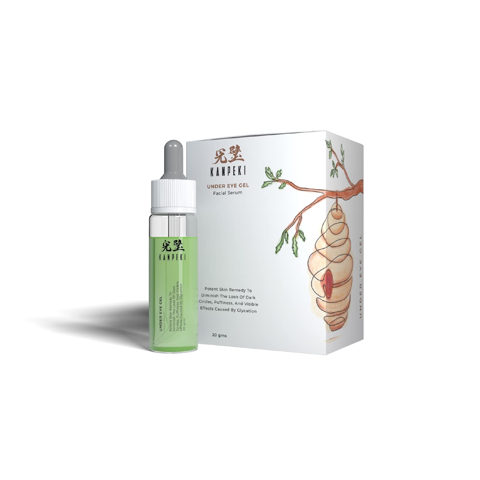 Kanpeki Under Eye Gel | Reduces Dark Circles, Puffiness & Counteracts Glycation | Enriched with Vitamin E, Antioxidants, Hemidesmosome Indicus & Aloe Vera Extracts | Japanese Skin Care Product