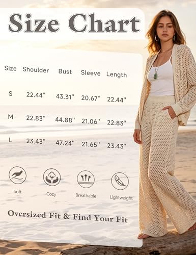 Image of HOCANDY Womens Zip Up Crochet Cardigan Sweater Oversized Long Sleeve Hollow Out Knit Bomber Jacket Fishnet Sweaters