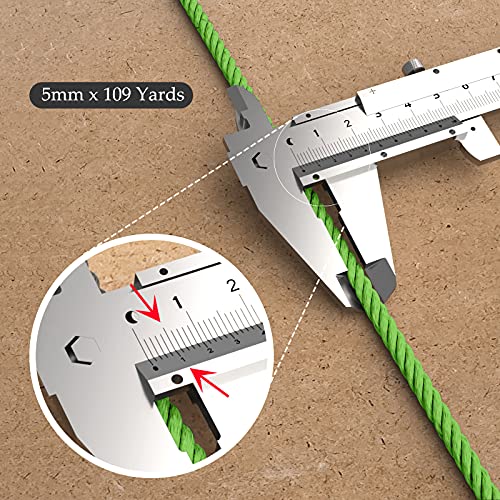 Image of ZUEXT Macrame Cord, Apple Green, 5mm x 109yds Cotton String Macrame Yarn | 100% Natural Handmade, 4 Strands Twisted Cotton Rope, For Wall Hanging Plant Hangers Gift Wrapping Tapestry DIY Crafts, 100m
