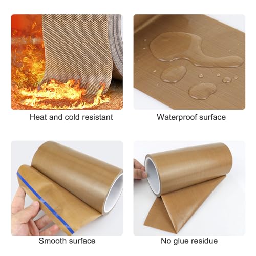 Image of BOMEI PACK PTFE Glass Cloth Tape, 1 Pack 7 inchx 33 ft High Temperature PTFE Tape Abrasion Resistant Surface Protection for Vacuum Sealer Machine, Hand Impulse Sealers Insulation Coated