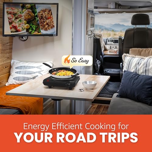 Image of Elite Gourmet Countertop Electric Burner, 1000W Cast Iron Hot Plate, 7 Heat Settings, Portable Cooktop for RV, Dorm, Office & Small Kitchens, Road-Ready & Compact (Pack of 4)