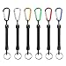 Yideng 6 Stück Angeln Lanyard für die Angelzange, Fischgreifer, Paddel, Fisch Tool in Bootfahren, Kajak, Camping und Jagd gewundener einziehbarer Schraubenfeder-Schlüsselkette für Schlüssel (Schwarz)
