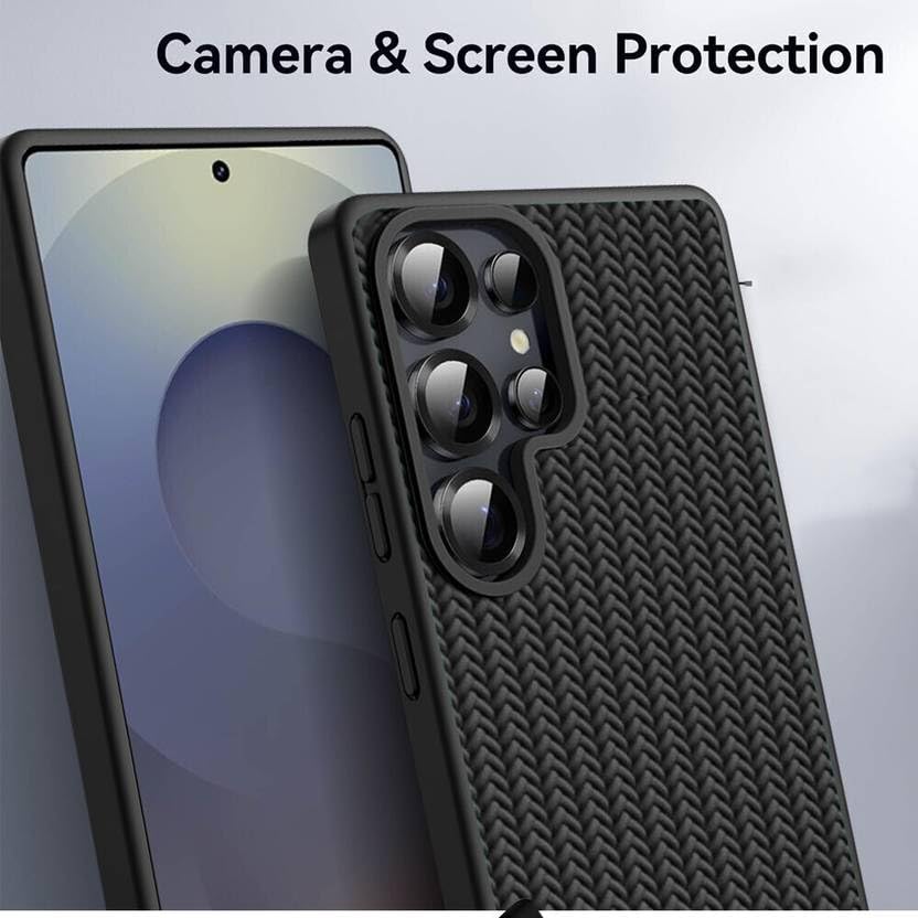 Image of DIZORO Rugged Textured Back Cover Case Compatible for Samsung Galaxy S24 Ultra Anti-Slip Soft TPU Shockproof Cover | Slim Lightweight Protective Back Case-Black