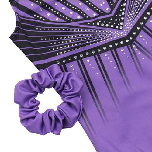 Image of MODAFANS Leotards for Girls Gymnastics with Shorts Dance unitards Tumbling Biketards with Hair Scrunchie for3-13T