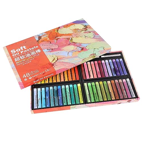 48 Colors Oil Pastels Set, Vibrant and Creamy Soft Pastels for Art Painting, Drawing with Strong Absorption and Easy Erasing