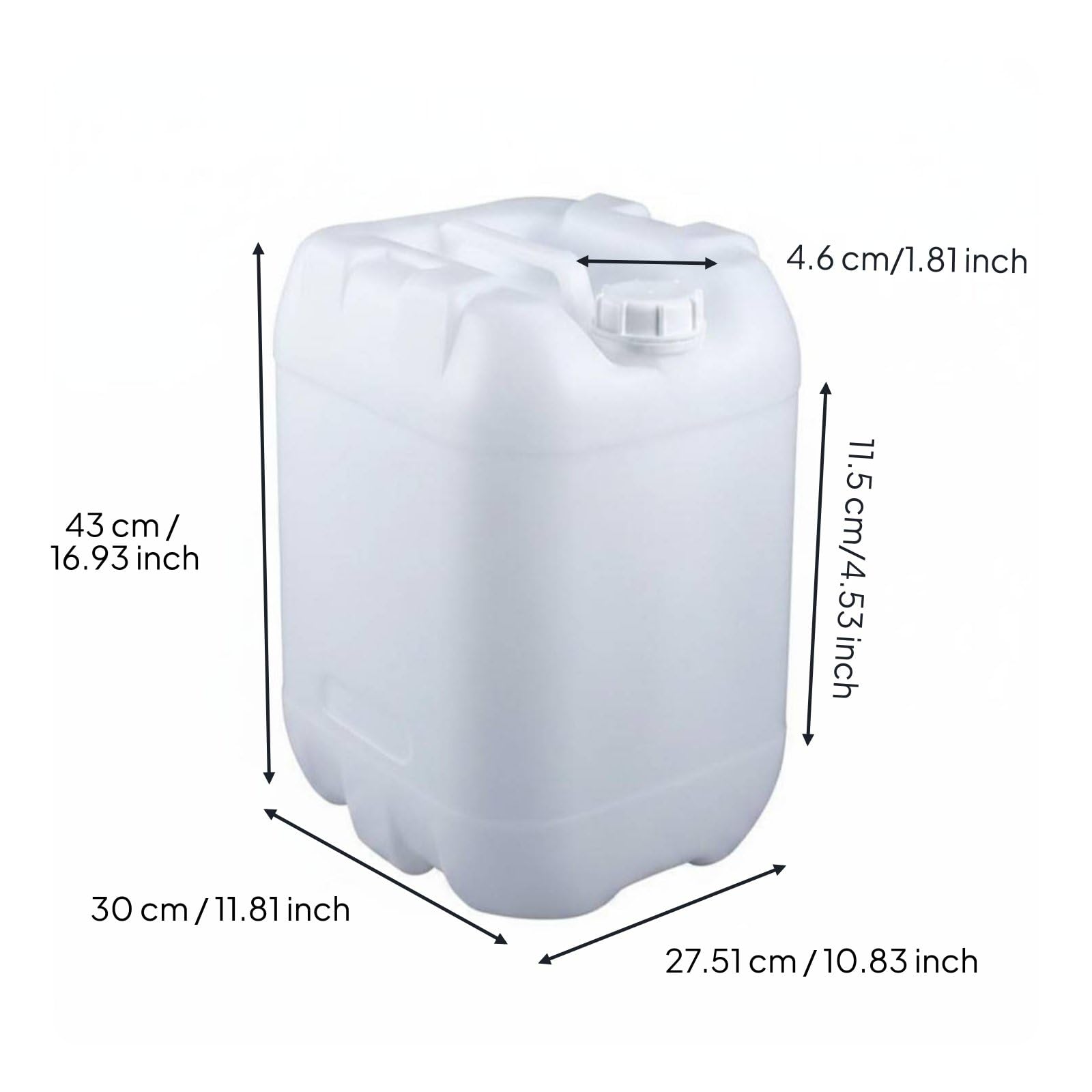 Contenitore Quadrato Conservazione HDPE Barile Bidone Stoccaggio Polietilene Sicuro con Chiusura Doppia Manico Fisso Adatto per Casa Industria Magazzino Laboratorio, Trasparente, 25l-a