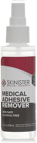 Skinister Removedor de adhesivo médico (4 onzas) Ostomía, forma de seno, catéter de condón, vendas, prótesis, parches medicados