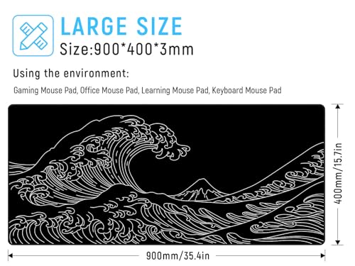 Image of JIALONG Gaming Mouse Pad, Large Mousepad with Non-Slip Rubber Base, Smooth Cloth Surface Desk Keyboard Mat for Computer, PC, Laptop, Desktop 35.4 x 15.7 Inches, Black