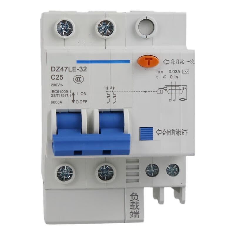 Disyuntor de Fugas DZ47LE-32 con Sensibilidad de 30 mA y Corte Bipolar C25