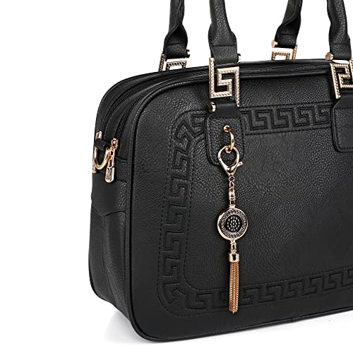 Montana West Satchel Bags For Women Tassel Top Handle Handbags Barrel Purses With Crossbody Strap Black Mwc-041Bk #TOP2