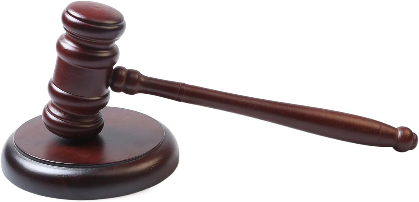 Wooden Gavel and Sound Block Set Halloween Lawyer Judge Prop for Auction Sale Meeting Lawyer Judge