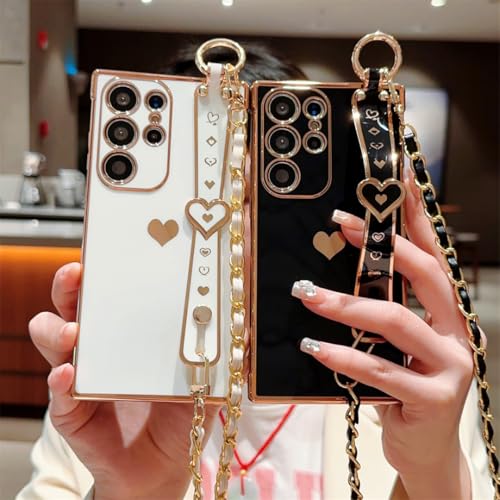 Étui S21 Plus avec cordon coque anti chute dragonne bleu