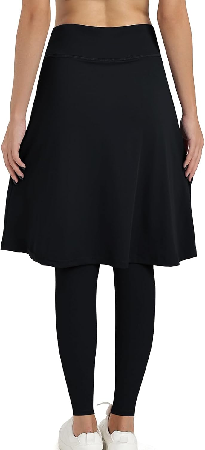 Women Knee Length Skirts with Leggings,Skirted Leggings Women,Knee Length Midi Long Swim Skorts - Image 4