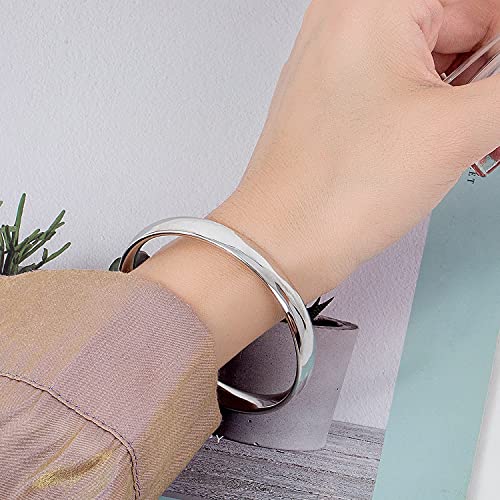 Dankadi Minimalism Women Men 925 Sterling Silver Bracelet Width 7-8MM Diameter 60-65 mm Solid Smooth On Bangle Cuff Fashion Fine Jewelry Gifts - Image 5