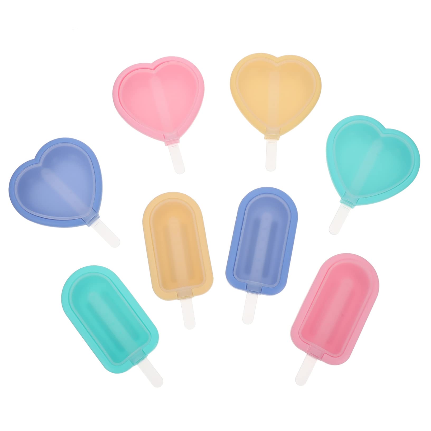 STOBAZA 8Pcs Silicone Ice Mold Summer Popsicles Maker for Homemade Ice Cream Easy Release Heart Snowflake Shapes Safe Food Grade Silicone for Parties