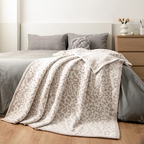 Mh Mylune Home Large Soft Micro Plush Leopard Blanket (71X78 Inches, Khaki) Warm Reversible Cheetah Blanket Leopard Pattern Throw For Couch Bed Sofa #TOP1
