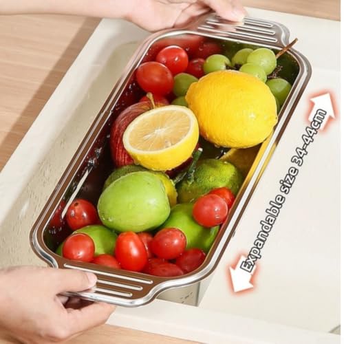 Panier d'évier télescopique en acier inoxydable 304 durable et ajustable