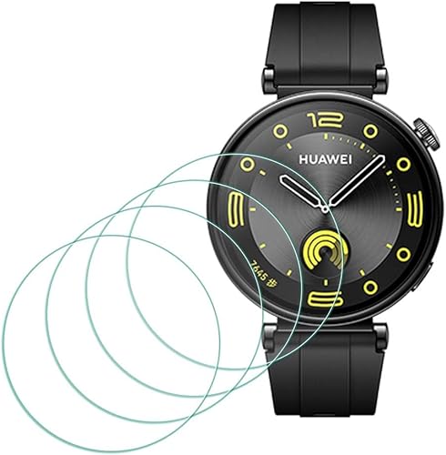 MTHGH Protector de pantalla para HUAWEI Watch GT4 de 1.614 pulgadas (1.614 in) 4 unidades Vidrio templado dureza 9H, sensible a los arañazos,