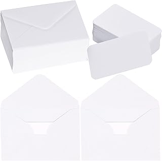 jiebor 100 Sets Small White Envelopes with Small Blank Gift Business Card Wedding Invitation Pocket Envelopes for Graduations Wedding Shower Holiday 2.7 x 4 Inch