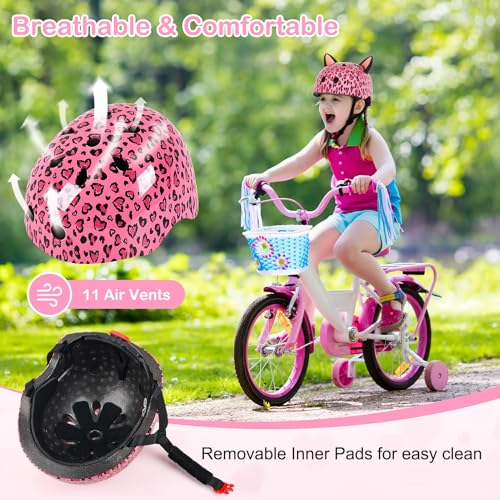 Kids Bike Helmet for Girls 3-5/5-8/8-14, Adjustable Helmet