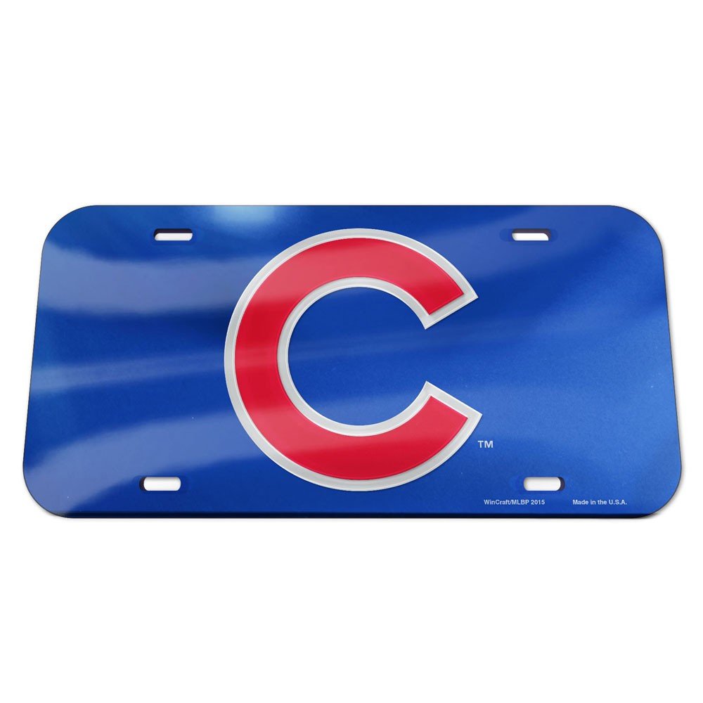 WinCraft MLB Chicago Cubs Crystal Mirror Logo License Plate, Team Color, One Size