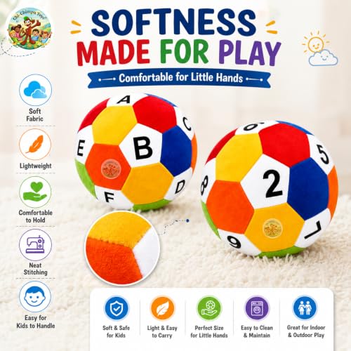 Image of ABCD & Counting Soft Ball Pack of 2, Ball 15 cm Educational Learning Balls for Kids, Alphabet & Number Learning Toy, Colorful Soft Activity Ball for Boys & Girls