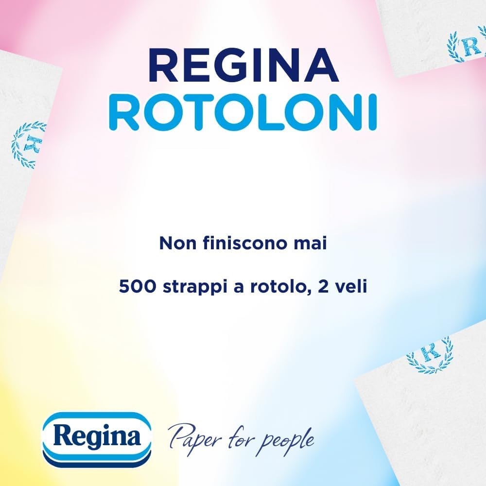 Regina 30 Rotoloni di Carta Igienica + 10 Confezioni Asciugamani Monouso | 500 Fogli a 2 Veli, Lunghi Più del Doppio dei Normali Rotoli e 100 Servizi Usa e Getta Pratici ed Igienici