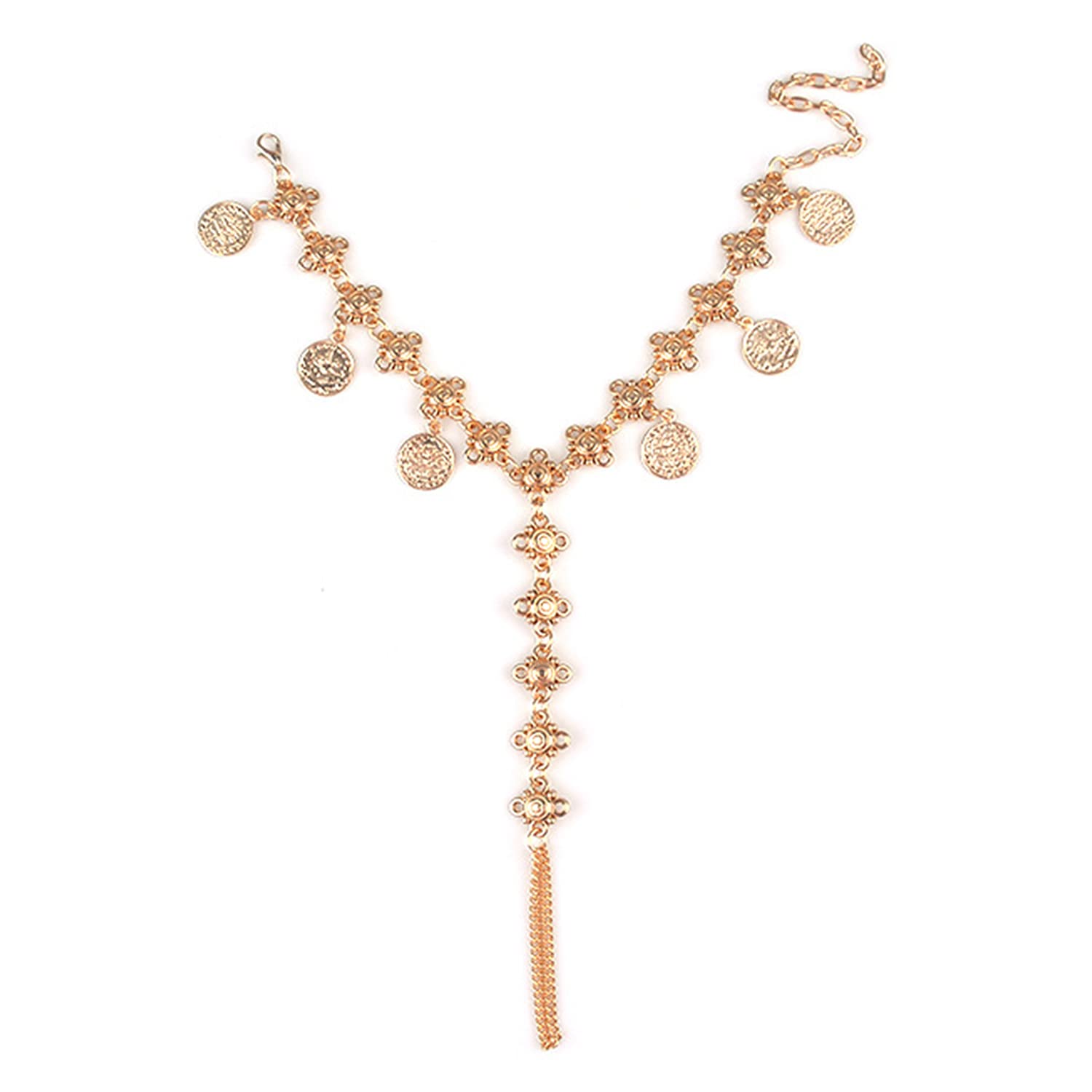 Boho Anklets Beach Adjustable Retro Barefoot Sandals Gold Sun Gold Coin Pendant Foot jewelry Ankle Chain For Women and Girls