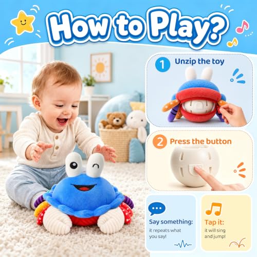 Image of Dancing Crab Baby Toy, Musical Plush Sensory Toy with Recording for Infant