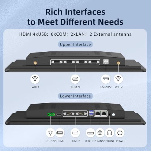 Image of 21.5 inch Embedded Industrial Panel PC,1920x1080 FHD Touchscreen Monitor | No System All-in-one Computer,IP65 10-Point Capacitive Screen,4xUSB,HDMI,6xCOM,2xLAN for Kiosks(J6412,0GB+0GB)