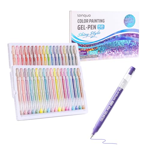 languo Glitter Gel Pens for Adult Colouring 36 Colours Special Shimmer Multi Glitter Gel Pens Set for Drawing Doodling Journalling and Creative Arts & Crafts Supplies