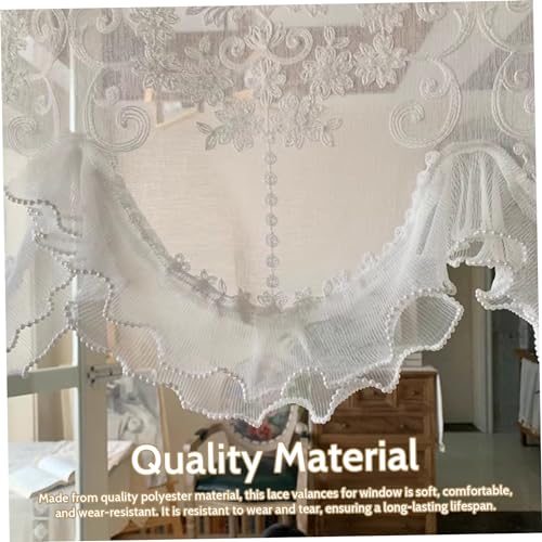 Cortinas de encaje blanco con acabado de cuentas Gcroet para ventanas de cocina 7