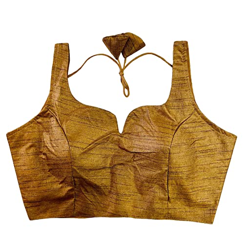 Image of Pujia Mills Women's Heavy Phantom Silk Bollywood Style Sleeveless Trendy Blouse(Veda)