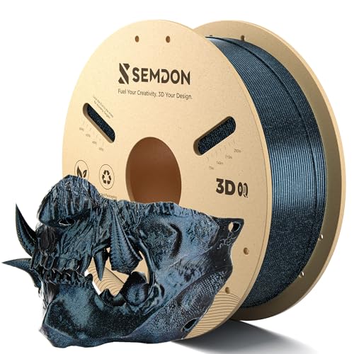 Image of PLA Filament 1.75mm, Glitter Blue Black Silk PLA, SEMDON Anti-Warp & Anti-Clog 3D Printer Filament, ±0.02mm for Ender 3, CR-10, Lithophane Prints