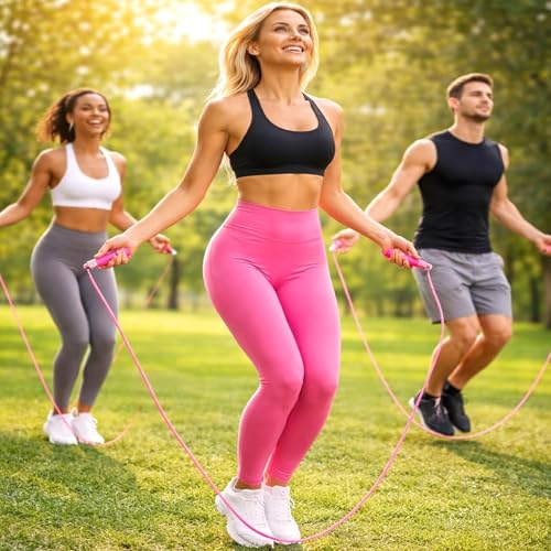 Image of Skipping Rope for Men, Women & Kids - Lightweight Tangle-Free Jump Rope with Soft Foam Anti-Slip Handles