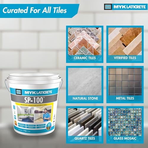 Image of MYK LATICRETE SP-100 Premium Epoxy Grout (44-Bright White, 5KG)-Stain & Germ Resistant & Water-Resistant-Food Grade CFTRI Certified Epoxy-Grout-Home, Kitchen & Bathroom-Floor & Wall Tile Joints