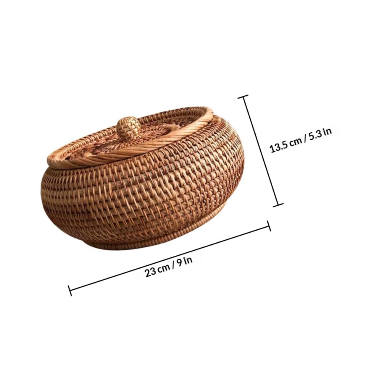 Zerodeko Cestino Porta Dolci in Rattan Intrecciato Coperchio Resistente per Conservazione Snack e Dolci, per Camera da Letto e Studio
