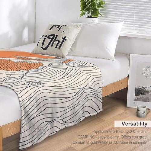 Couverture en micro polaire motifs vagues et montagnes lit canapé - 5