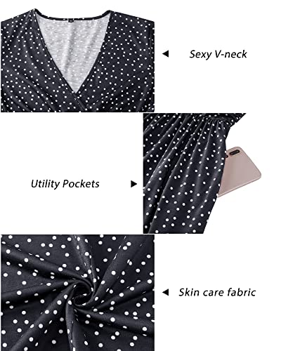 Image of Newshows Women's Pockets Wrap V Neck Floral Summer Vacation Casual Sundress | Wrinkle Free, Stretchy, Summer Beach Floral Sundress 2026, Casual Dress for Vacation, Guaduation, Side Pockets, A-line