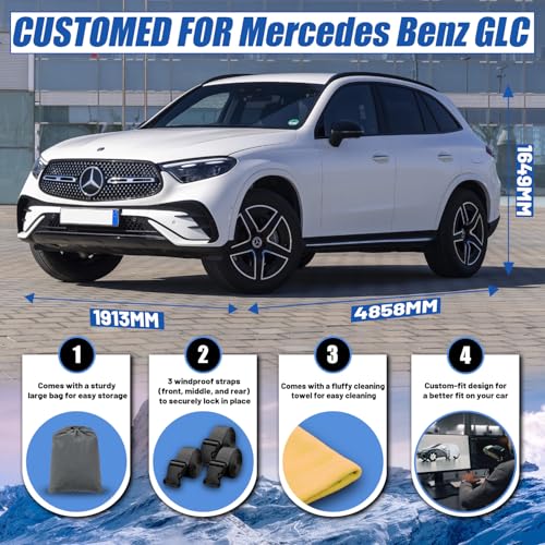 Image of SUV Car Cover Custom Fit for Mercedes Benz GLC 300 350e (2016-2026) | Waterproof All Weather for Automobiles Full Exterior Cover Rain Sun Snow UV Protector