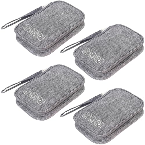PTMTFYL 4 Pcs Travel Cord Organizer Case, Cable Organizer Pouch, Portable Waterproof Electronic Accessories Storage Bag for Cord, Charger, Phone, Earphone